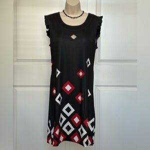 Tracy Negoshian Black and Red Geometric Dress NWT!